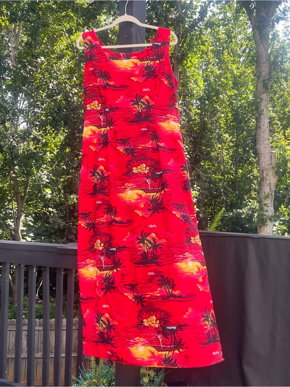 Vintage Royal Creations Hawaii Red Tropical Maxi Dress 2XL Made in Hawaii